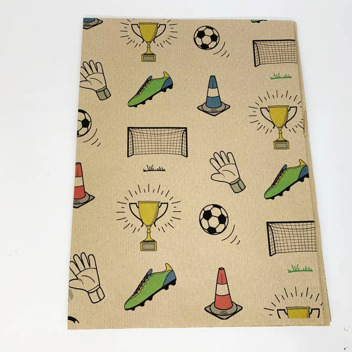 PlanetWrapIt - Wholesale Flat Wrap - Football Mad Recycled Kraft Wrapping Paper Gift Wrap