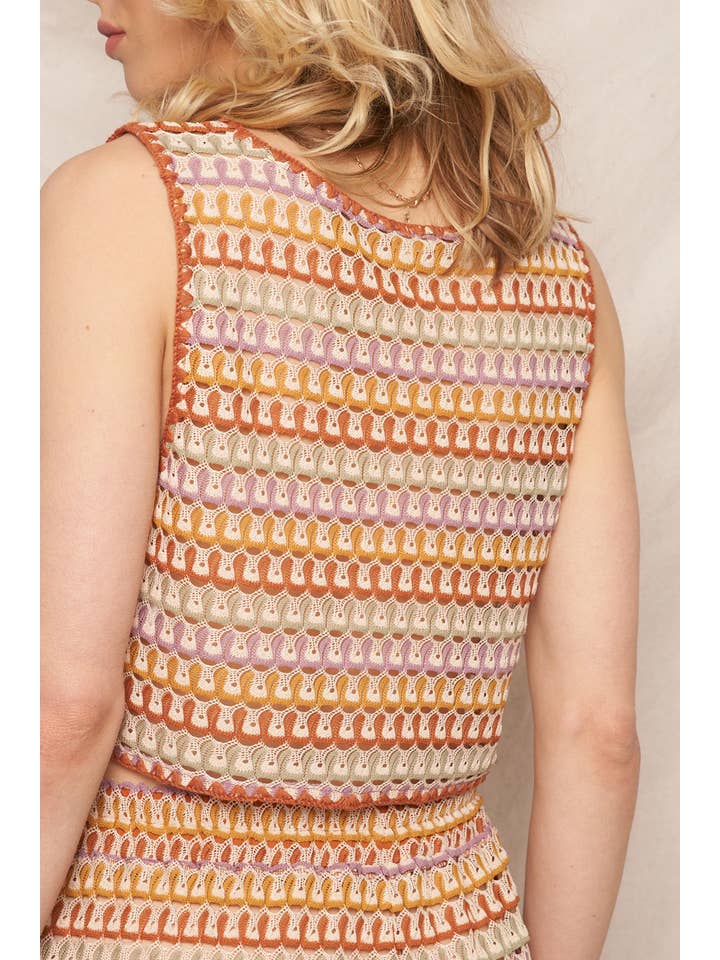 Multi Colored Crochet Tie Front Vest Top for wholesale on Faire