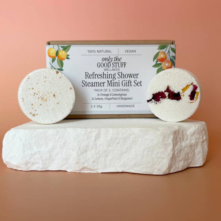 Todelt Mini Shower Steamer Gavesæt - Forfriskende for engroshandel hos Only The Good Stuff UK