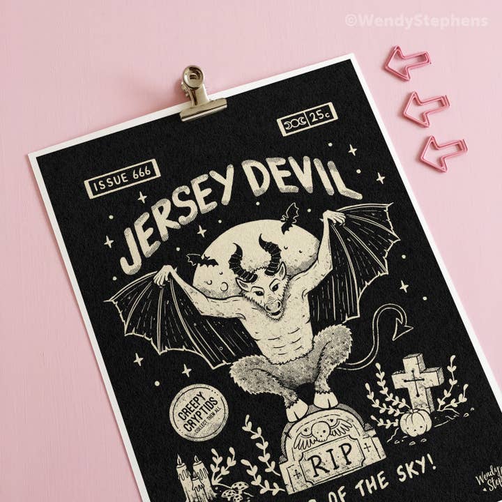 Jersey Devil Cryptid Gothic Art Print for wholesale by Wendy Stephens Art