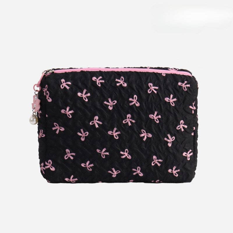 Dipped Shop - Wholesale Makeup/Cosmetic Bag - Bow Print Large Capacity Sweet Make Up Bag DPB25062