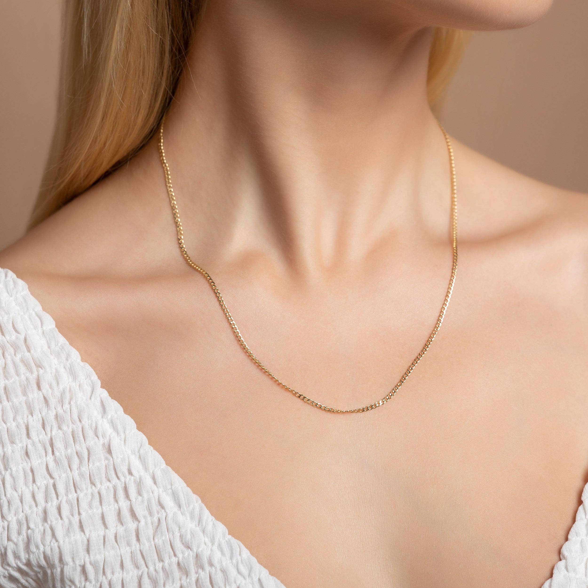 Pori Jewelry - Wholesale Link & Chain Necklace - 14K GOLD CURB CHAIN NECKLACE1
