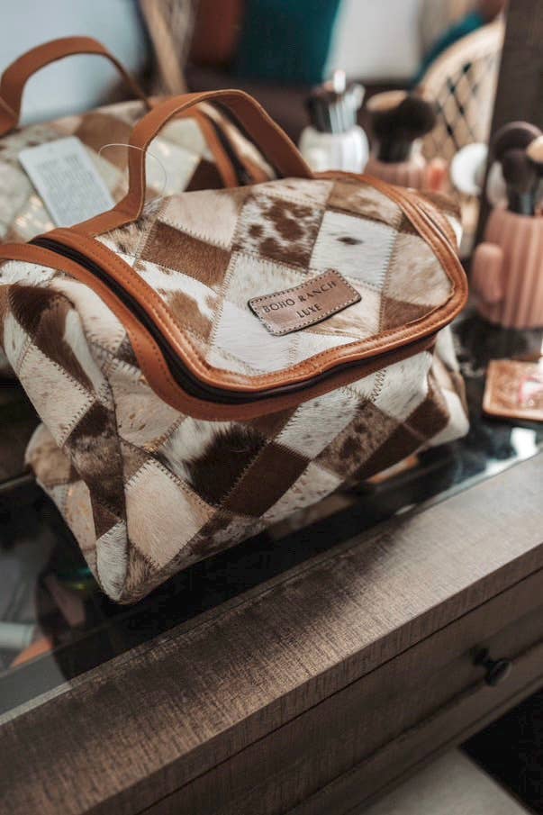 Boho Ranch Shop - Wholesale Toiletry Bag - Women's - BOHO LUXE TOILETRY bag Genuine Hair On travel storage 11