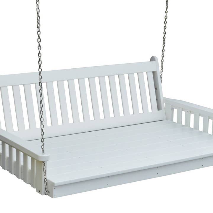 Keystone Amish Co. 5 Foot Franklin Recycled Plastic Swing Bed, Bright White for wholesale by The Porch Swing Company