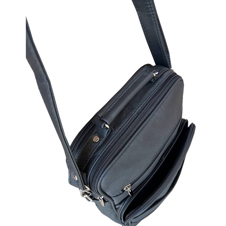 Roma Leathers, Inc. - Wholesale Crossbody Bag - Women's - 3753 BK cowhide leather crossbody handbag