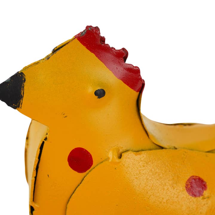 My Amigos Imports - Wholesale Outdoor Ornament/Decor - Polka Dot Chick-Mini-Metal-Chicken-Yard Art-8Wx10H-Chicks