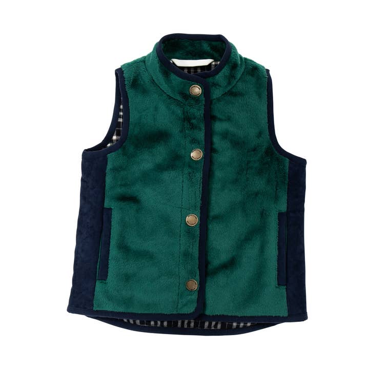 Vest with Faux Suede Hunter Green (3m-7y) for wholesale by MerriMane