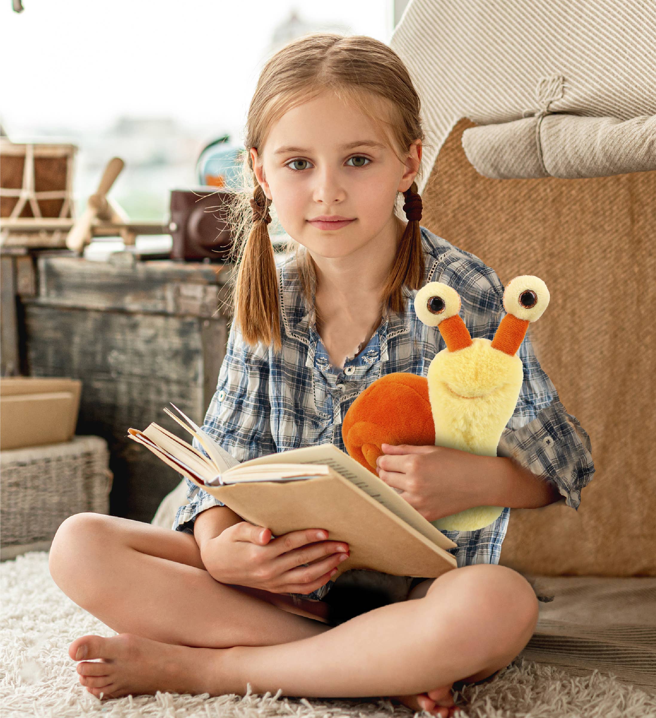 Cota Global – Großhandel Kuschel-/Plüschtier – Kind & Baby – Superweiches Plüsch - Orange Schnecke Klein 5,5"6