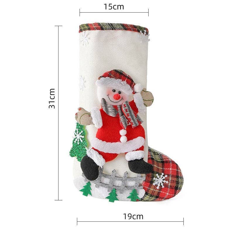 FurDecoration – wholesale Holiday Stocking – Large Christmas Stocking Made Of Burlap Fence1