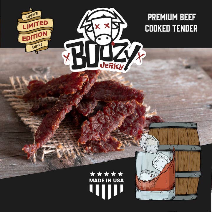 3D Enterprise - Wholesale Jerky - Boozy Jerky - Bourbon Whiskey - (12 Ct. / Case)