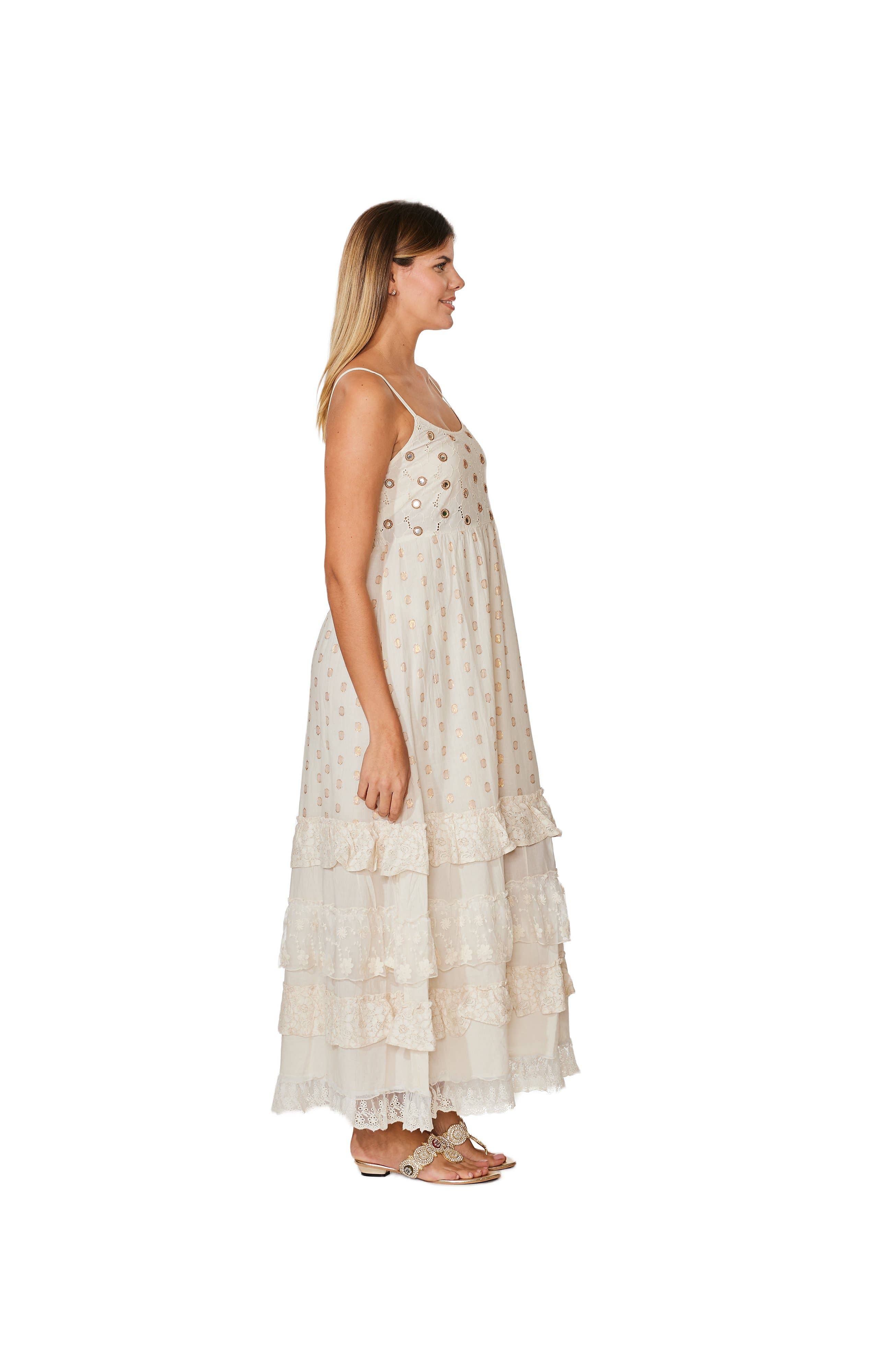 Ranee's - Wholesale Dress - Women's - C-1975 Ivory Cotton Long Dress.2
