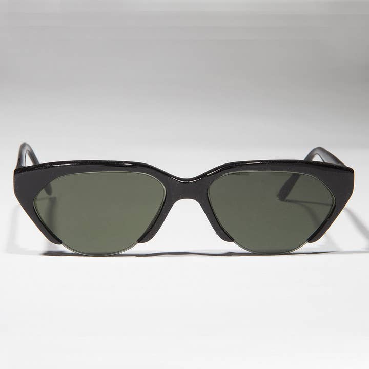 Occhiali da sole vintage a mezza montatura semi-cerchiata poligonale - Nocciola per la vendita all'ingrosso da parte di SUNGLASS MUSEUM