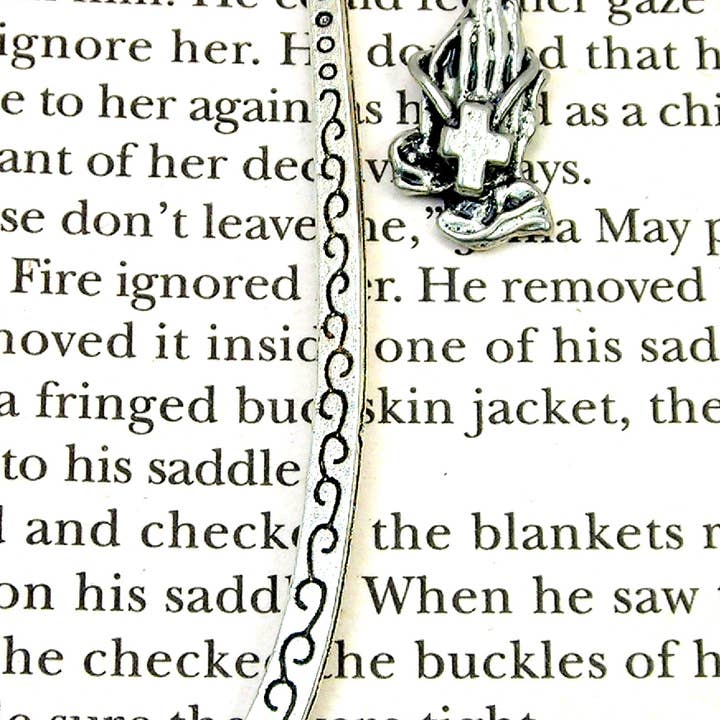 Praying hands with rosary Bookmark religious Catholic bible for wholesale by Chubby Chico Charms