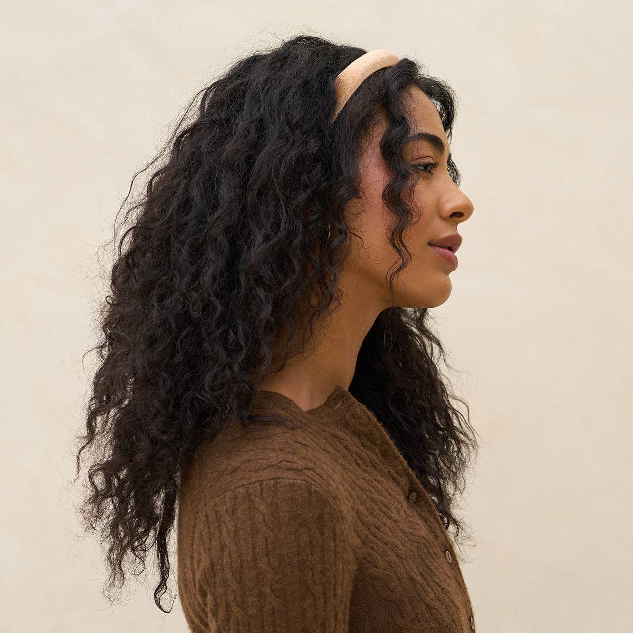 KITSCH – wholesale Fashion headband – women's – Cream & Camel Satin & Velvet Headbands3