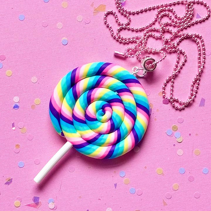 Sweet As Sugar Jewellery - Wholesale Kids necklace – Kids - Chain Necklace Giant pastel Rainbow Lollipop