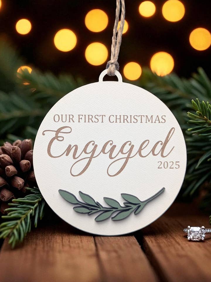 Engaged Christmas Ornament 2025 for wholesale by Richer Design Co.