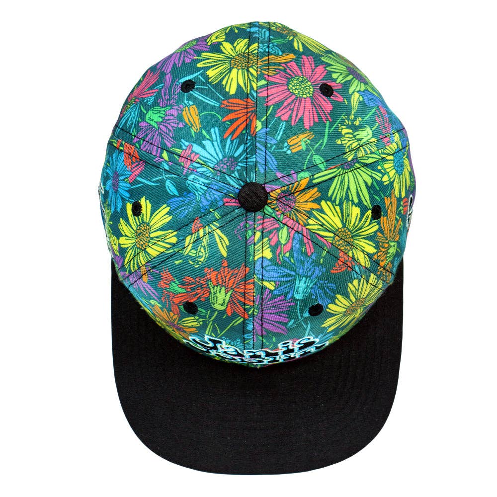 Multi Janis Joplin Rainbow Daisies Fitted Hat for wholesale on Faire4