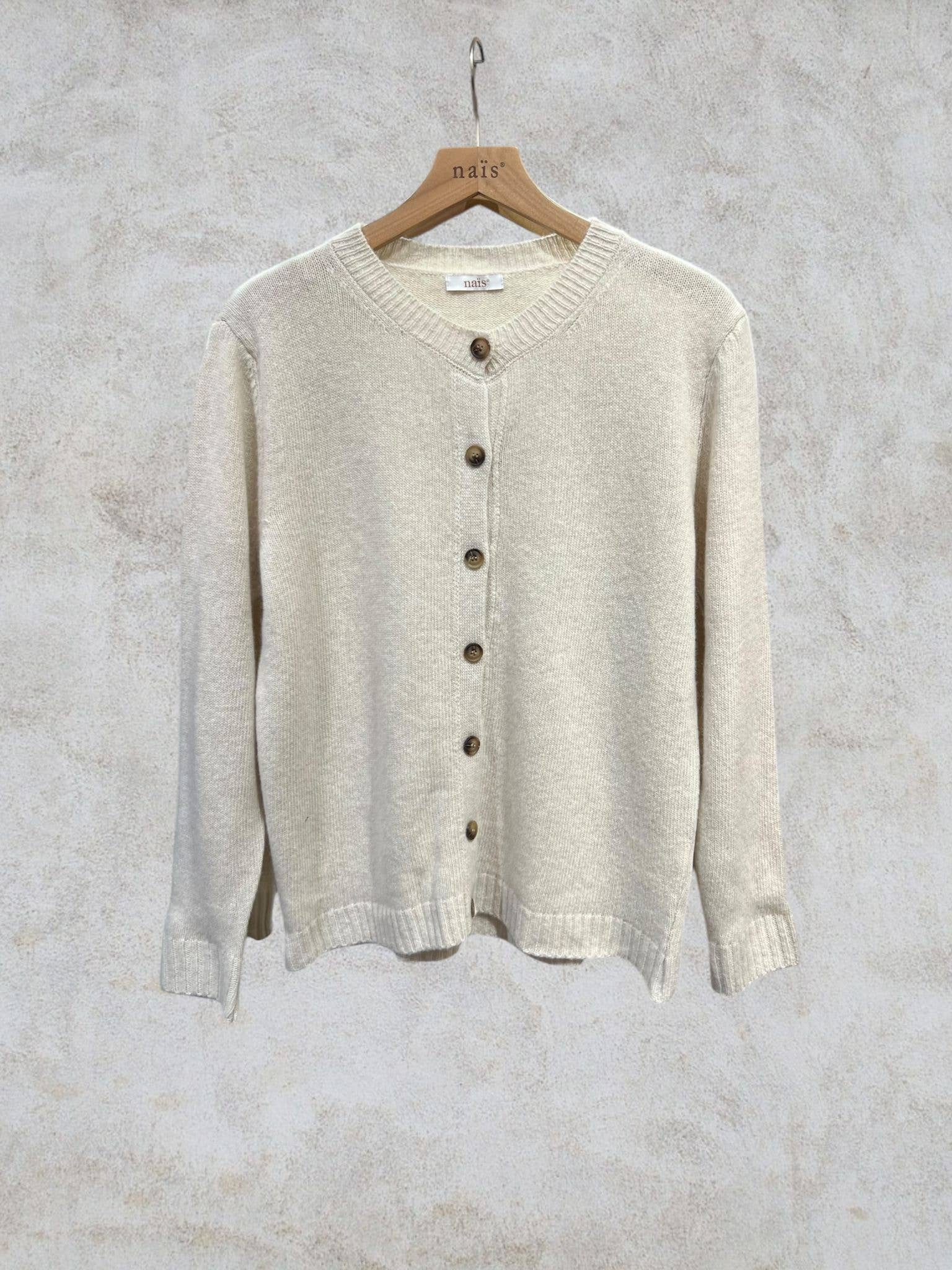 NAÏS PARIS - Wholesale Cardigan - Women's - Crew neck cardigan 100% extra fine merino wool0
