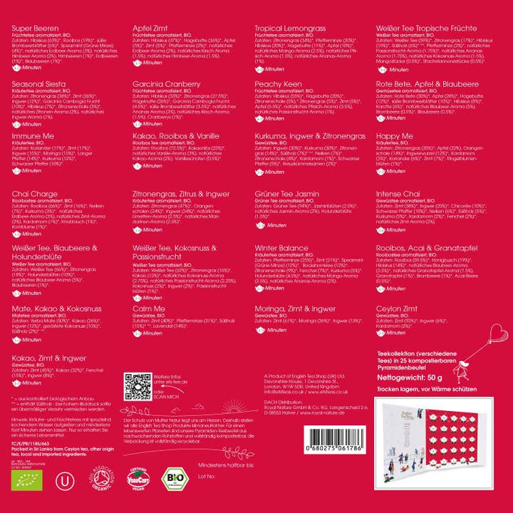 Royal Nature GmbH & Co. KG - Wholesale Advent Calendar - ETS - Premium Tea Advent Calendar with Bow "Red Christmas", 25 Organic Teas in Tea Pyramids6