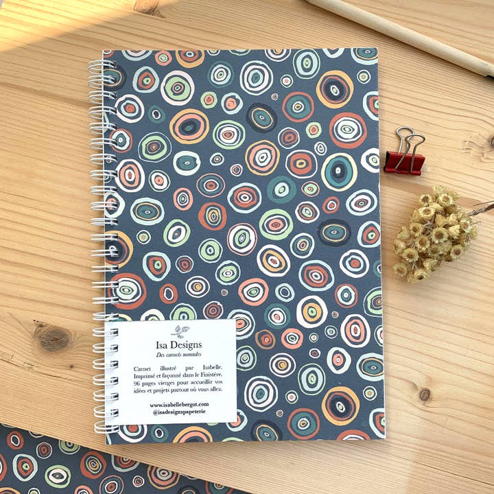 Taccuino A5 a spirale - 96p bianche vuote - Bolle blu per la vendita all'ingrosso da parte di Isa Designs