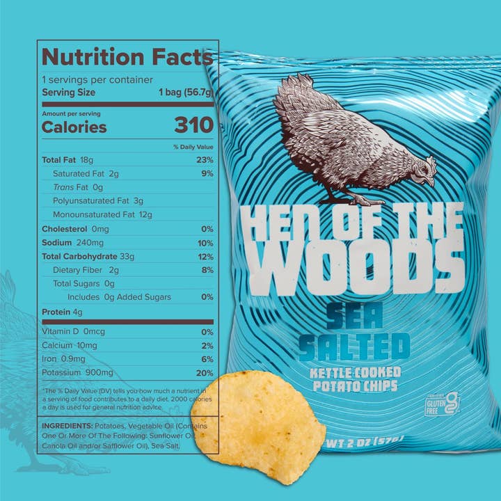Hen of the Woods - Wholesale Chips - Sea Salted Kettle Cooked Potato Chips 2 OZ