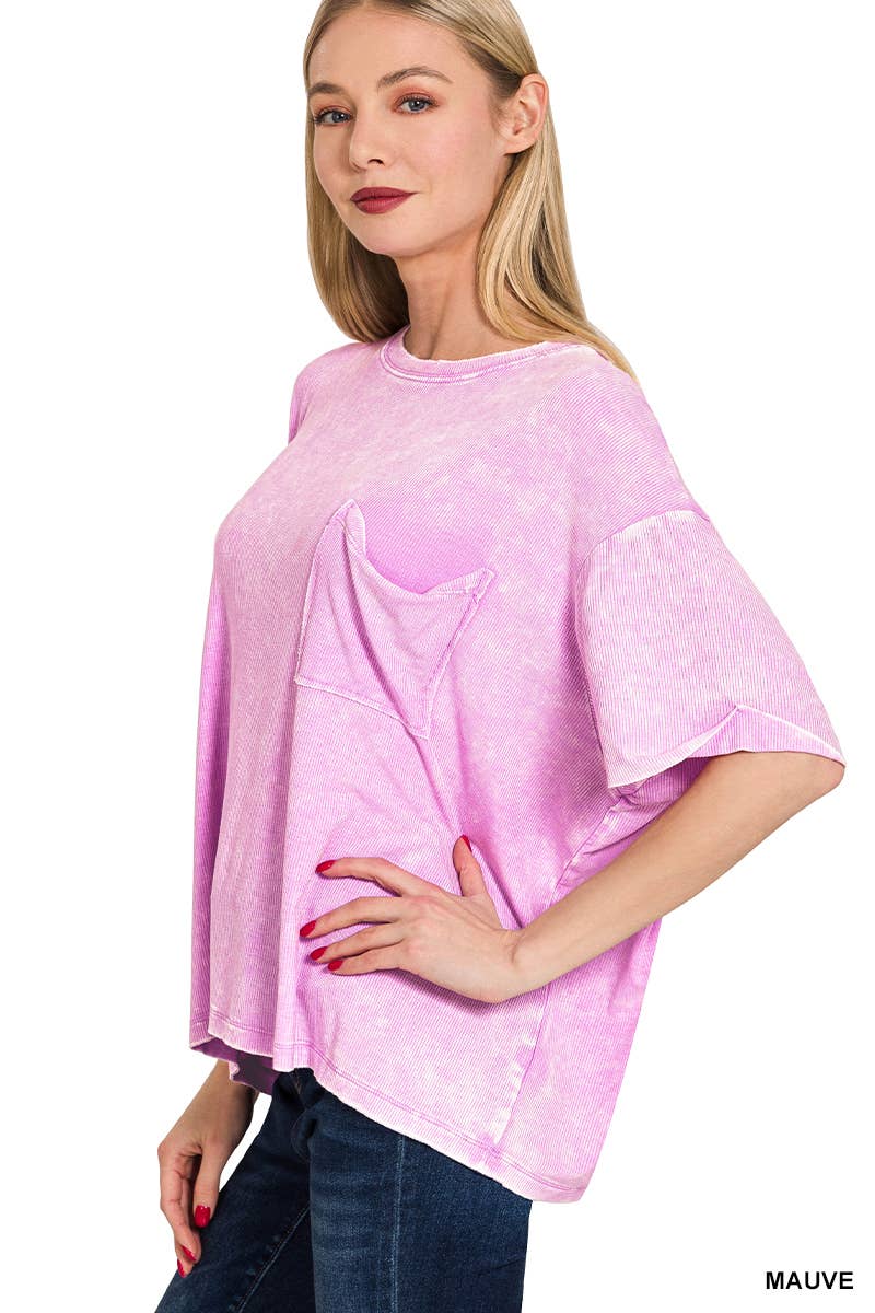 Vanilla Monkey - Vente Haut en maille – femme - Top côtelé à manches courtes et col rond délavé26