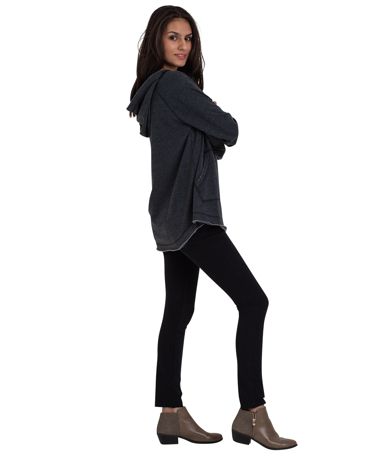U.S. Apparel – wholesale Hoodie – Women's – Ladies Crossover Hoodie - Drop Back Hem23