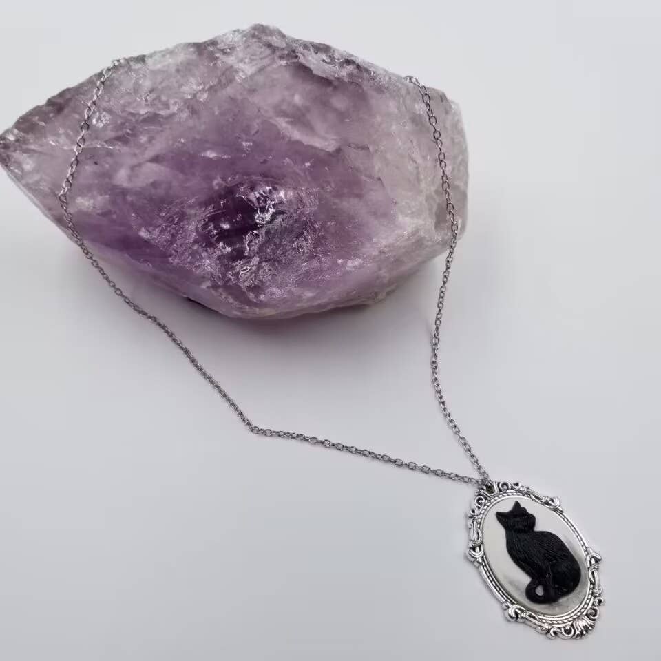 magnolia jewelry - Wholesale Halskettinghanger - Black Cat Goth halsketting met halsketting voor Halloween1