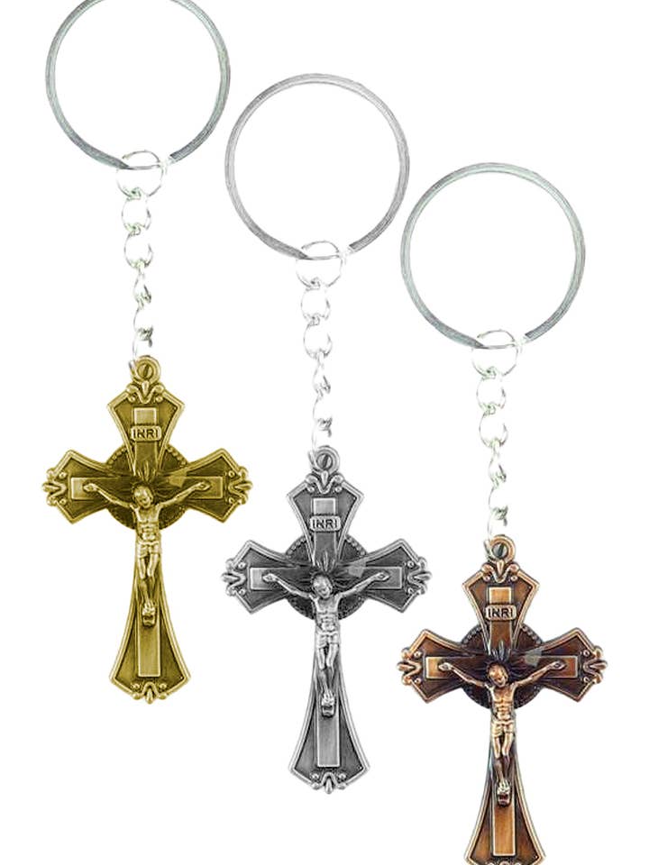 INRI Jesus Christ Crucifix Cross Key Chain for wholesale by Cap Zone