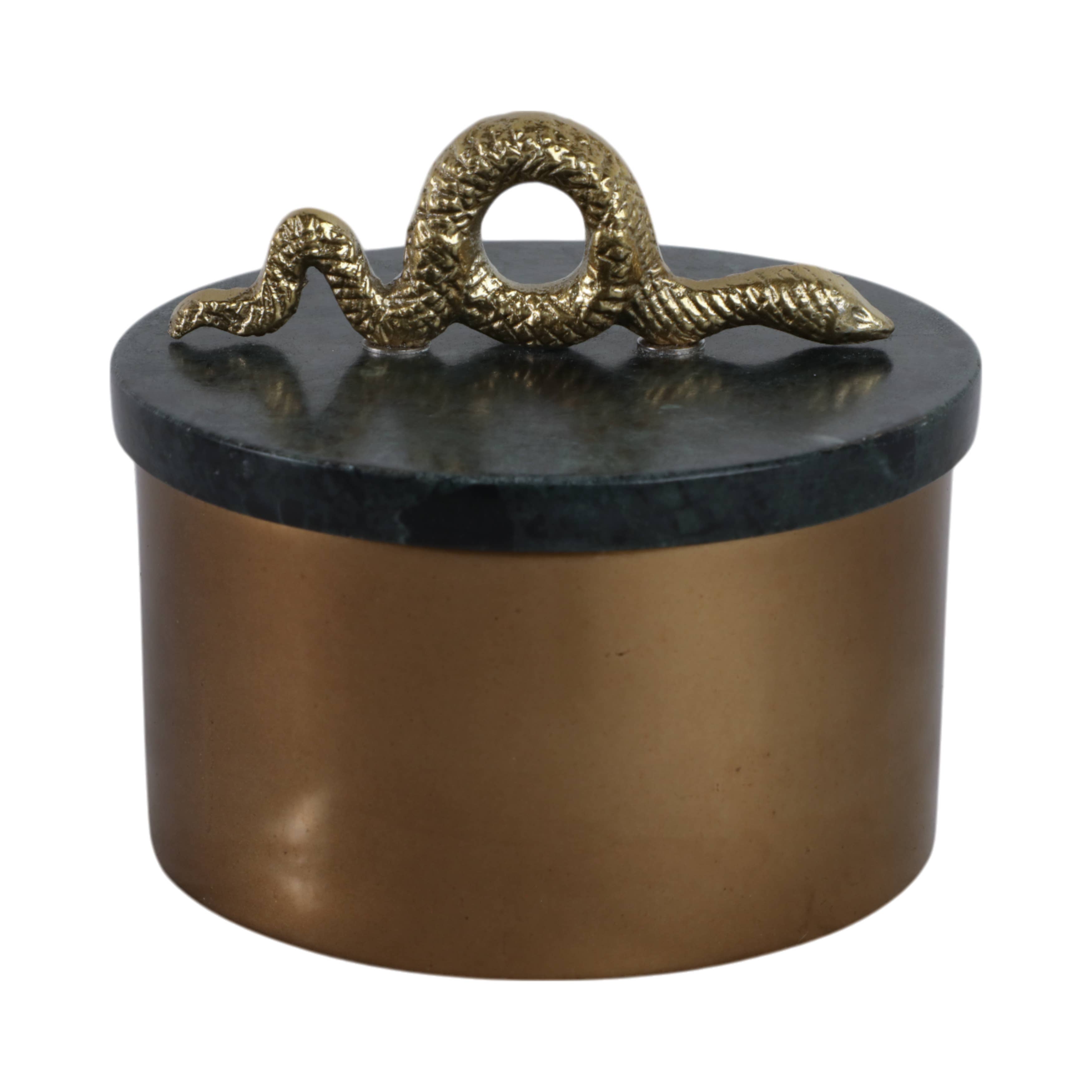 Sagebrook Home - Wholesale Decorative Box - Decorative Box - Gold Metal Round Snake Handle, 5 in.9