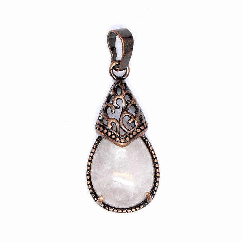 Mio Queena - Wholesale Individual Charm/Pendant - Drop-shaped Natural Stone Bronze Charms (Single Pendant) -CS8