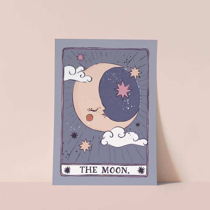 Tarot Moon Art Print | Nursery Wall Art | Moon Tarot Print for wholesale by Sister Paper Co.