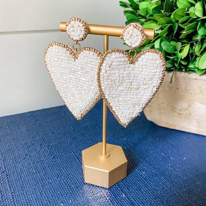 Brookhaven Baubles - Vendita all'ingrosso Orecchini pendenti - Orecchini a cuore con perline bianche perle con accenti dorati0