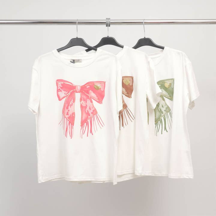 Satin effect knotted fringe T-shirt CSS24020-2 for wholesale by Cecile Wang