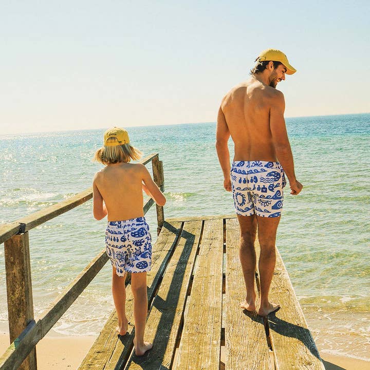 Greek Yoghurt Boys Swim Shorts in White for wholesale on Faire12