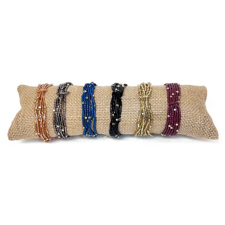 Seed Bead Bracelet Prepack - 6 Stretchy Bracelets for wholesale by Anju Jewelry