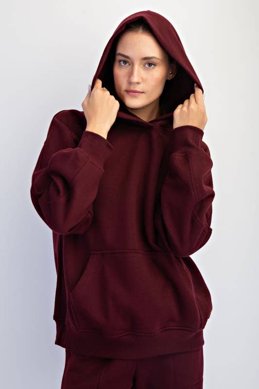 Sunday Morning - Wholesale Jacket - Women's - J383137-Oversized Fleeced Terry Hoodie5