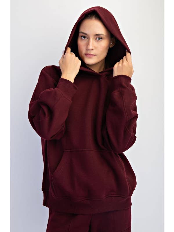 Sunday Morning - Wholesale Jacket - Women's - J383137-Oversized Fleeced Terry Hoodie5