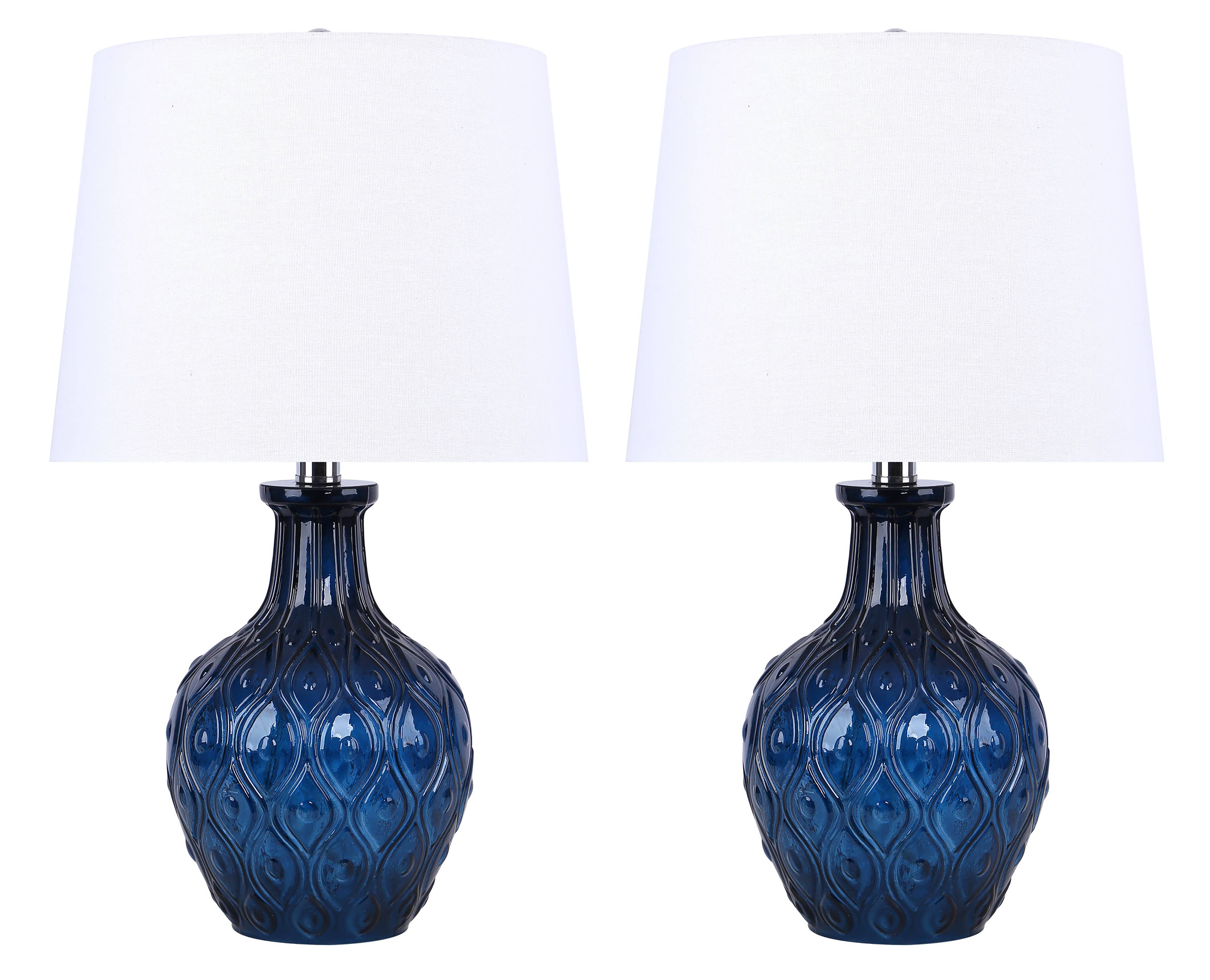 LumiSource and Grandview Gallery - Wholesale Accent/Desk Lamp - 20.5" Glass Table Lamp w/ Patterned Base & Linen Shade (2PK)1