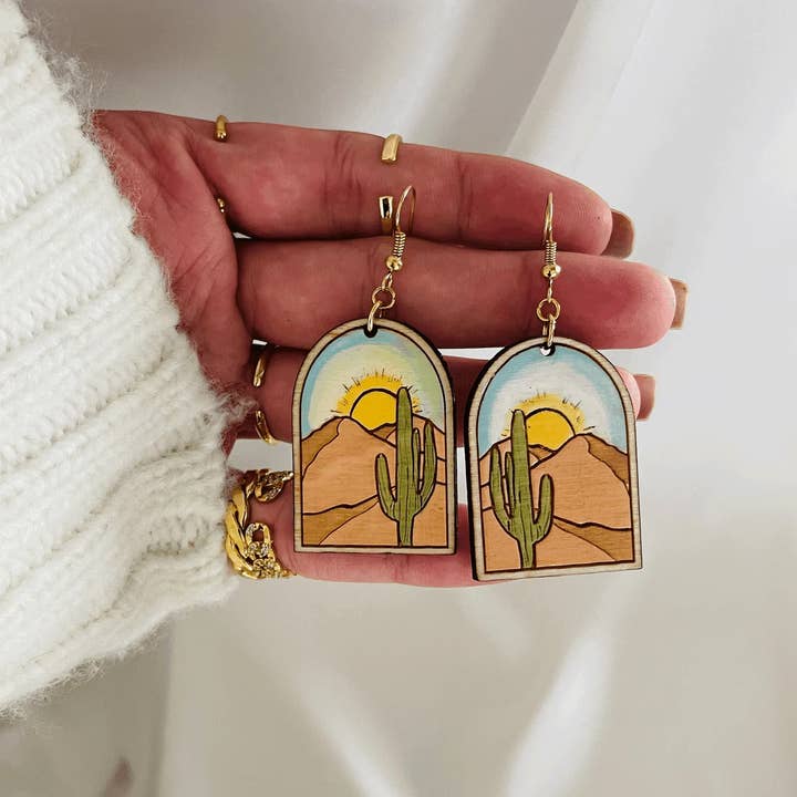Southwest Canyon Drops - Hand Painted Statement Earrings for wholesale by Hudson and Birch