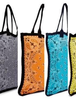 Bandana Cotton Tote Shoppers Assorted for wholesale by Raj Trading & Imports (USA) Inc.