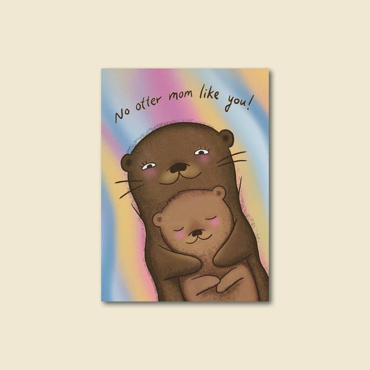 Carte de vœux mignonne et douce "Maman Loutre" pour maman pour la vente par Late November Ink