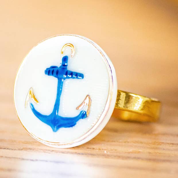 Petite bague bouton Marine pour la vente par Assuna