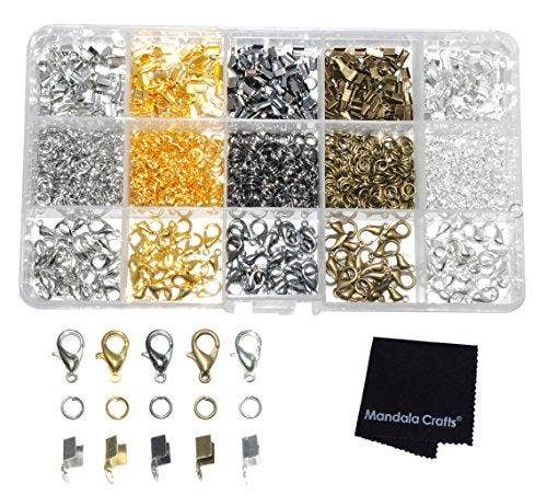 Mandala Crafts – wholesale Craft supplies – Ribbon Crimps for Jewelry Making, Ribbon Clamps, Fold Over Cord Ends, Jewelry Finding Kit for Bracelets, Bookmarks; by Mandala Crafts4