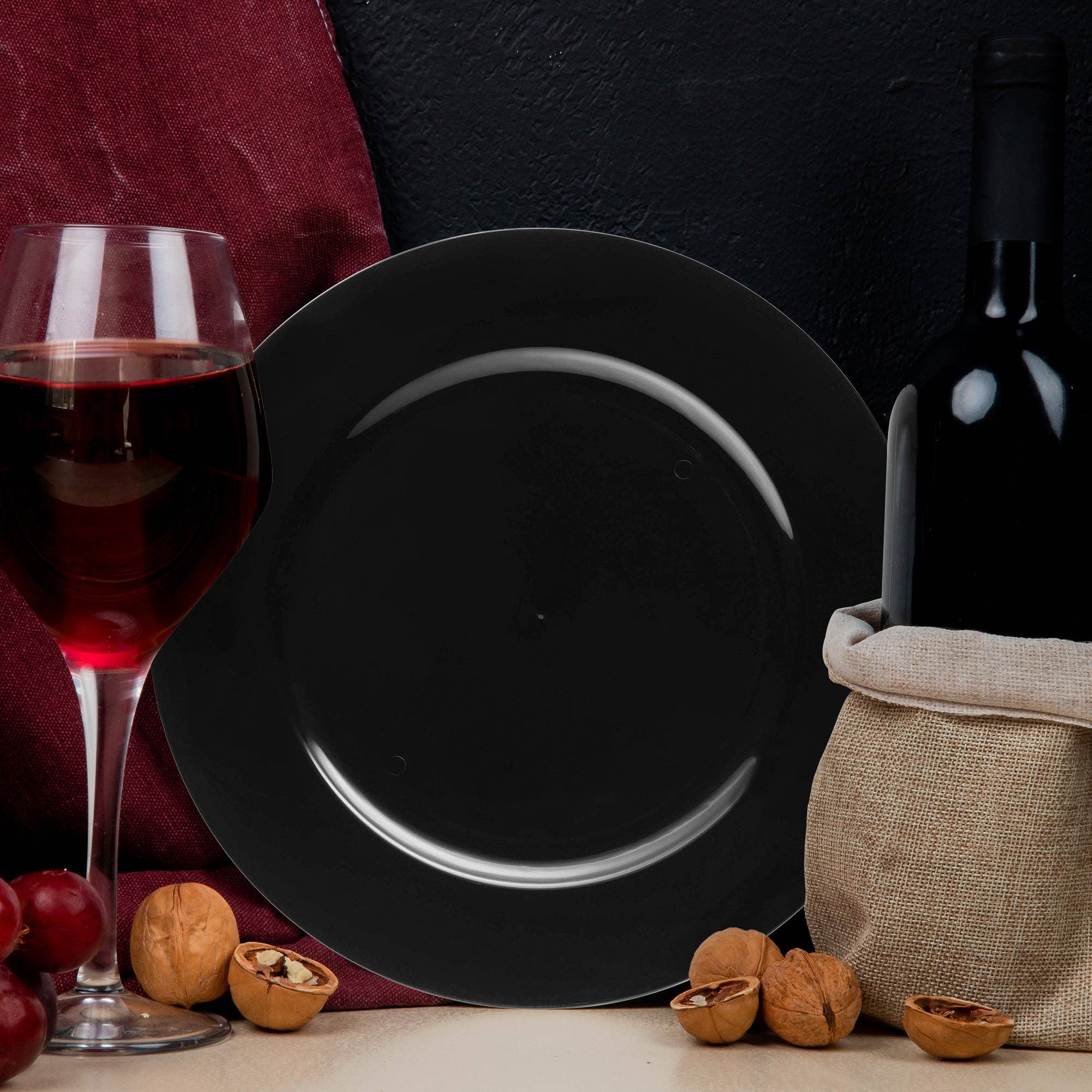 Smarty had a Party - Vente Assiette de présentation - 60 assiettes de présentation rondes en plastique noir de 13"7