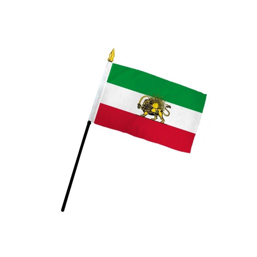 Flags Importer - Wholesale Flag - Iran (Lion) 4x6in Stick Flag