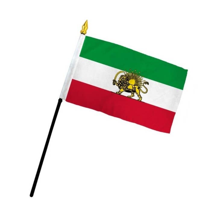 Flags Importer - Wholesale Flag - Iran (Lion) 4x6in Stick Flag0
