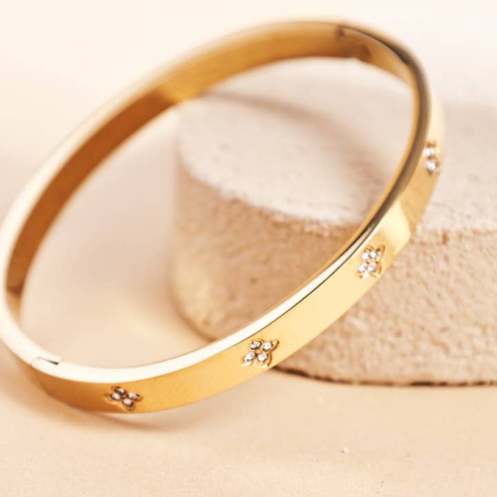 Revelari - Wholesale Bangle Bracelet - Gold Plated Titanium Steel Bangle with Crystal Accents0