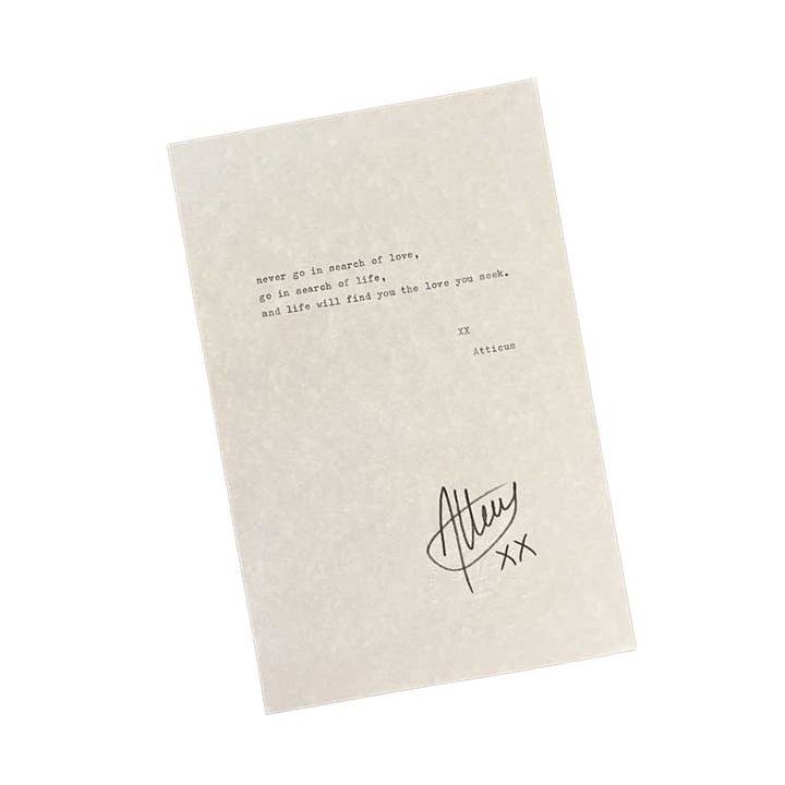 "Op Zoek Naar" Gesigneerd Typemachinegedicht voor wholesale door Atticus Poetry