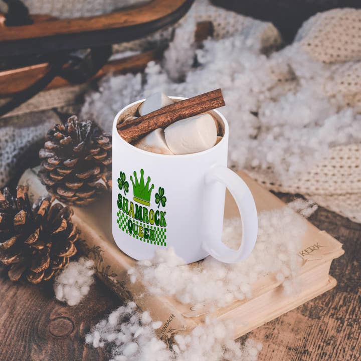 3dRose - Wholesale Coffee Mug - 3dRose, Cute Green St Patricks Day Shamrock Queen Illustration, Mug11